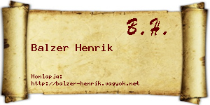 Balzer Henrik névjegykártya